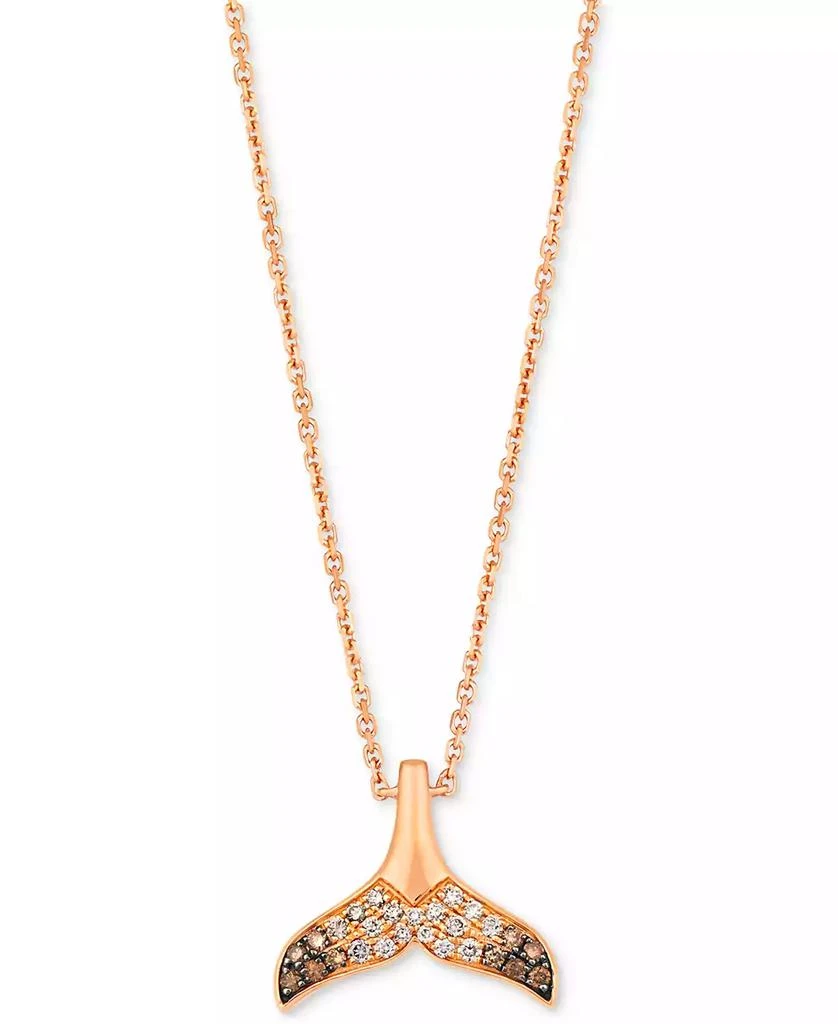 Le Vian Chocolate Ombré Diamond Whale Tail 19" Adjustable Pendant Necklace (1/5 ct. t.w.) in 14k Rose Gold 1