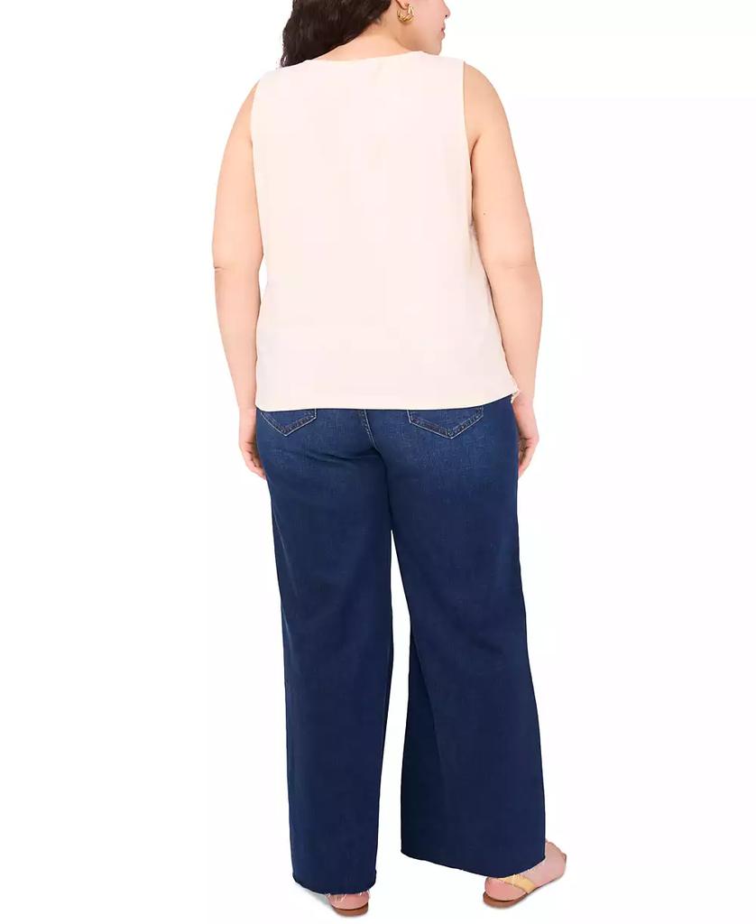 Vince Camuto Plus Size Crochet-Front Scalloped-Hem Tank Top