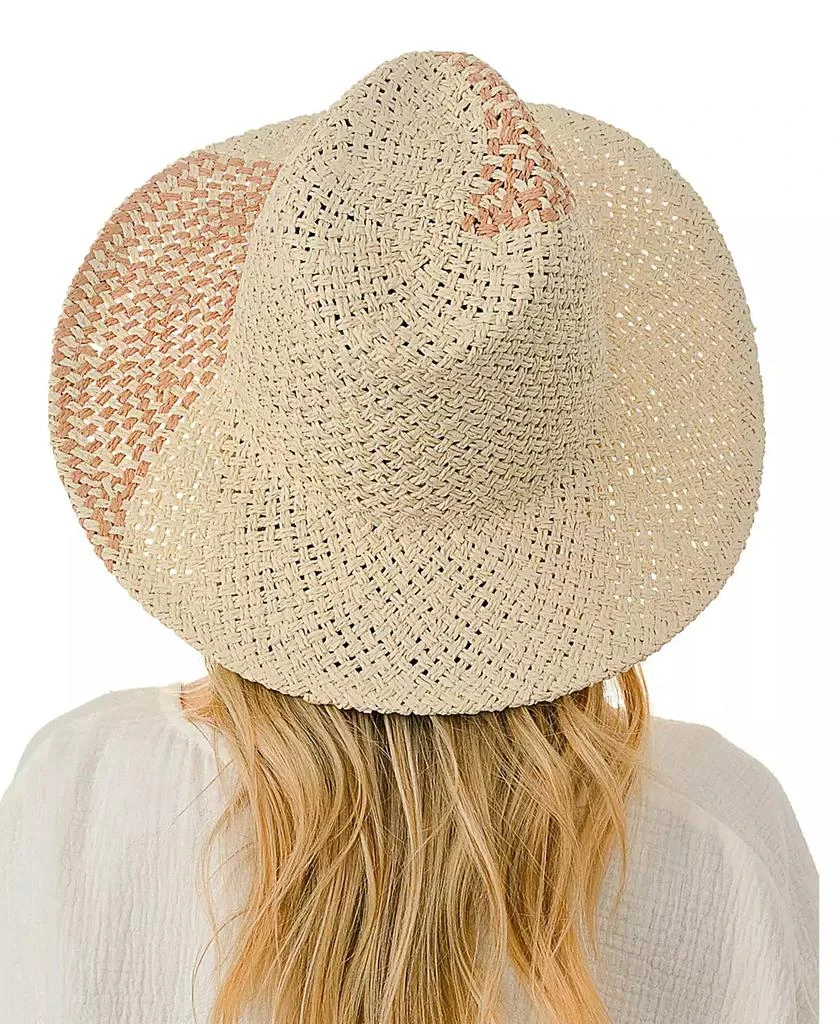 MARCUS ADLER Women's Straw Panama Hat with Color Detail 3