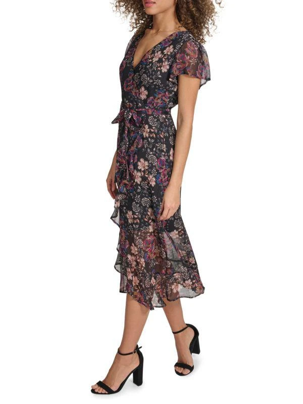 Kensie Floral Chiffon Wrap Dress 3