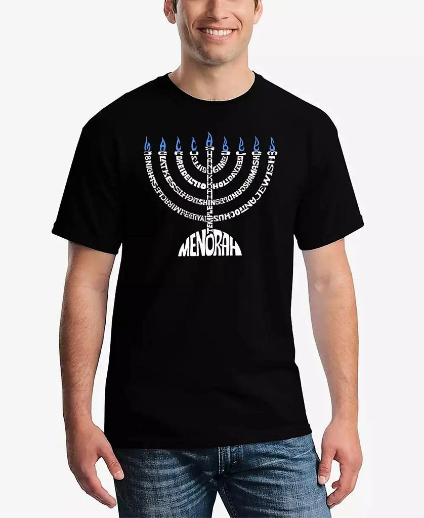 LA Pop Art Men's Menorah Word Art T-Shirt 1