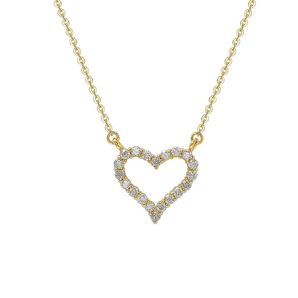 0.25ctw Diamond selling Heart Drop Pendant 14k Yellow Gold