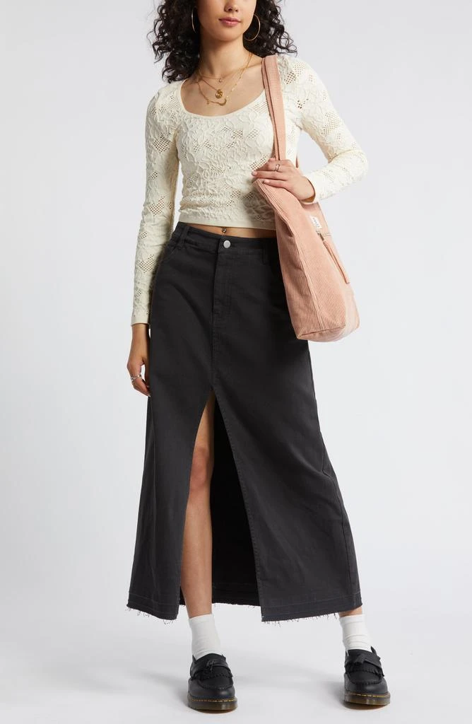 BP. Raw Hem Stretch Twill A-Line Skirt 2