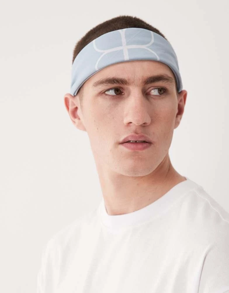 ASOS ASOS DESIGN paisley and checkerboard cotton bandana in blue 3