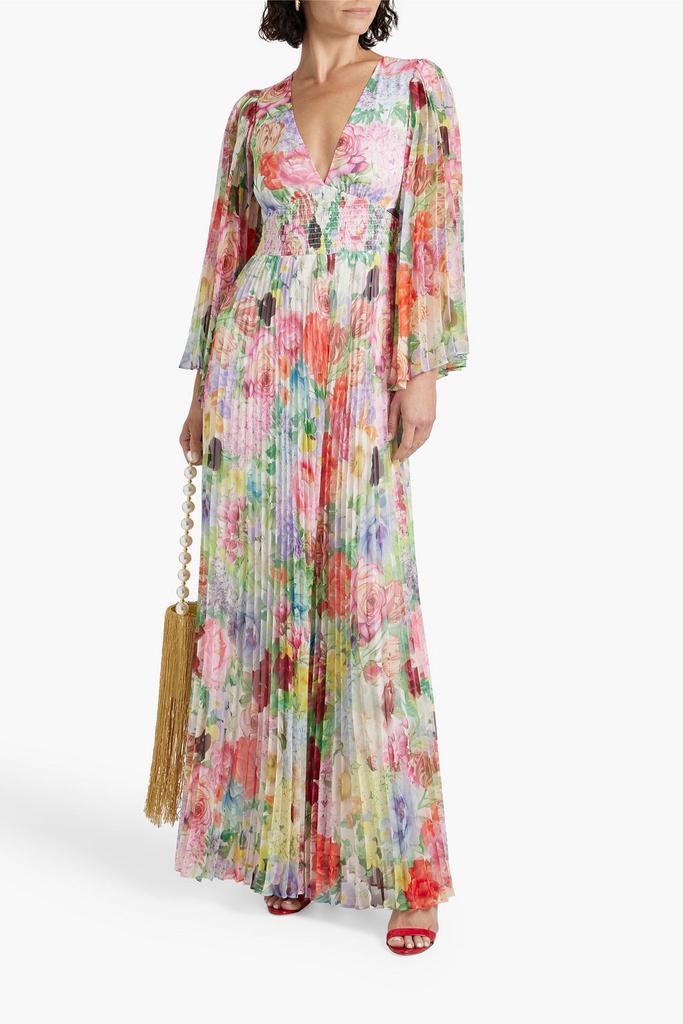 ALICE + OLIVIA Bennet pleated floral-print chiffon wide-leg jumpsuit