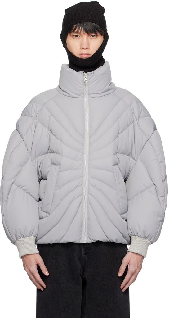 CHENPENG Gray Grand Rose Down Jacket