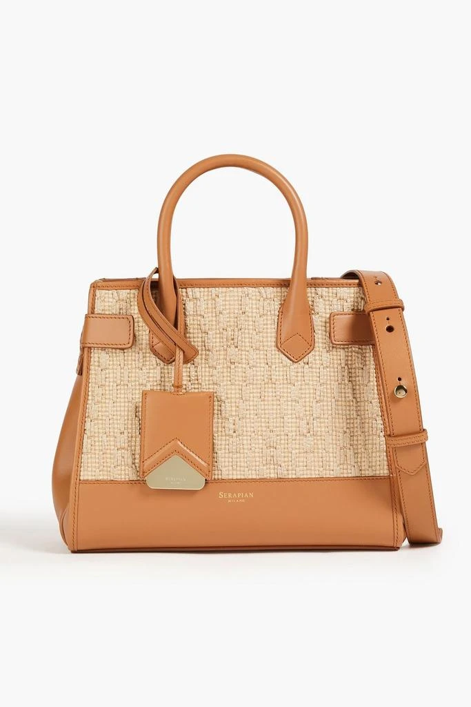 SERAPIAN Leather and raffia tote 1