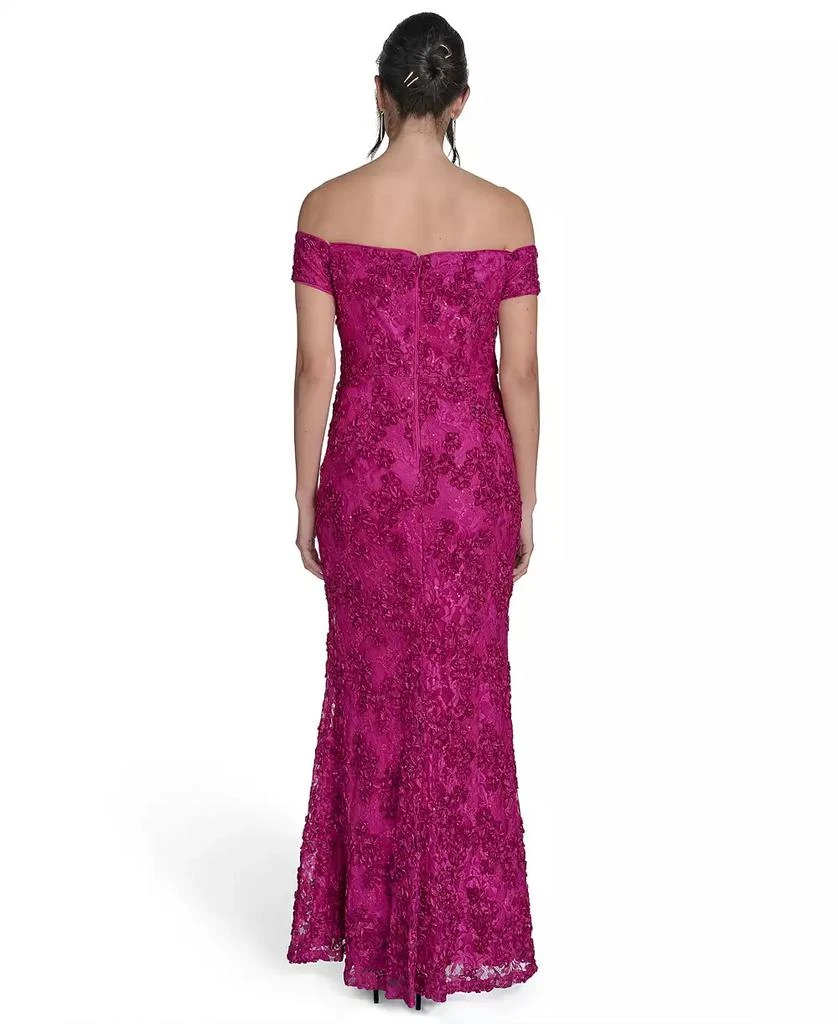 Jessica Howard Petite Soutache Floral Lace Off-the-shoulder Gown 3