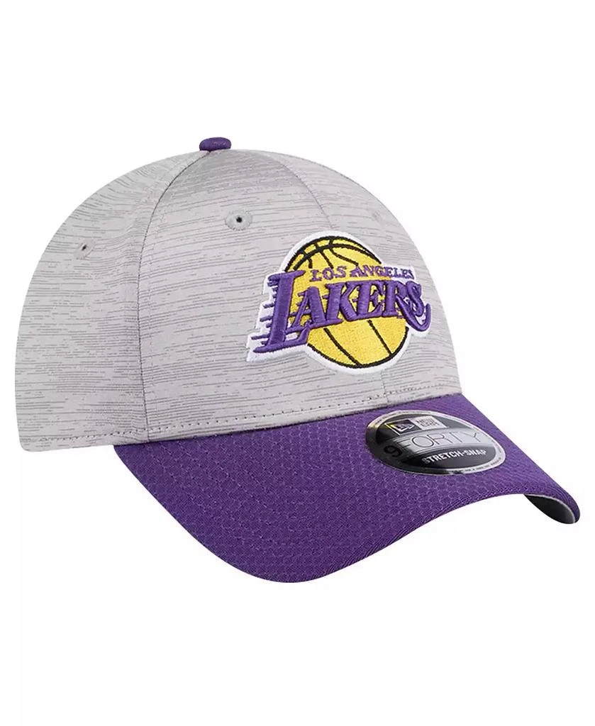 New Era Men's Heather Gray/Purple Los Angeles Lakers Active Digi-Tech Two-Tone 9FORTY Adjustable Hat 3