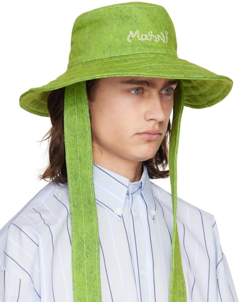 Marni Green Marble Dyed Bleached Bucket Hat 2