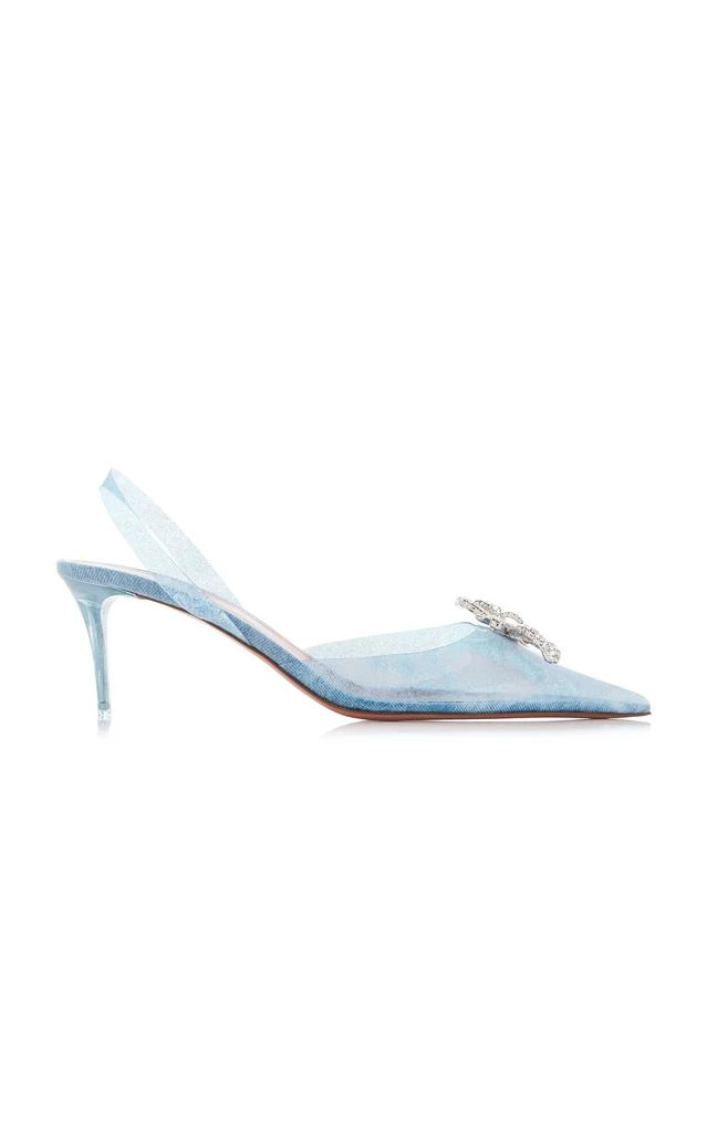 Amina Muaddi Amina Muaddi - Rosie Denim-Printed PVC Slingback Pumps - Blue - IT 41 - Moda Operandi 1