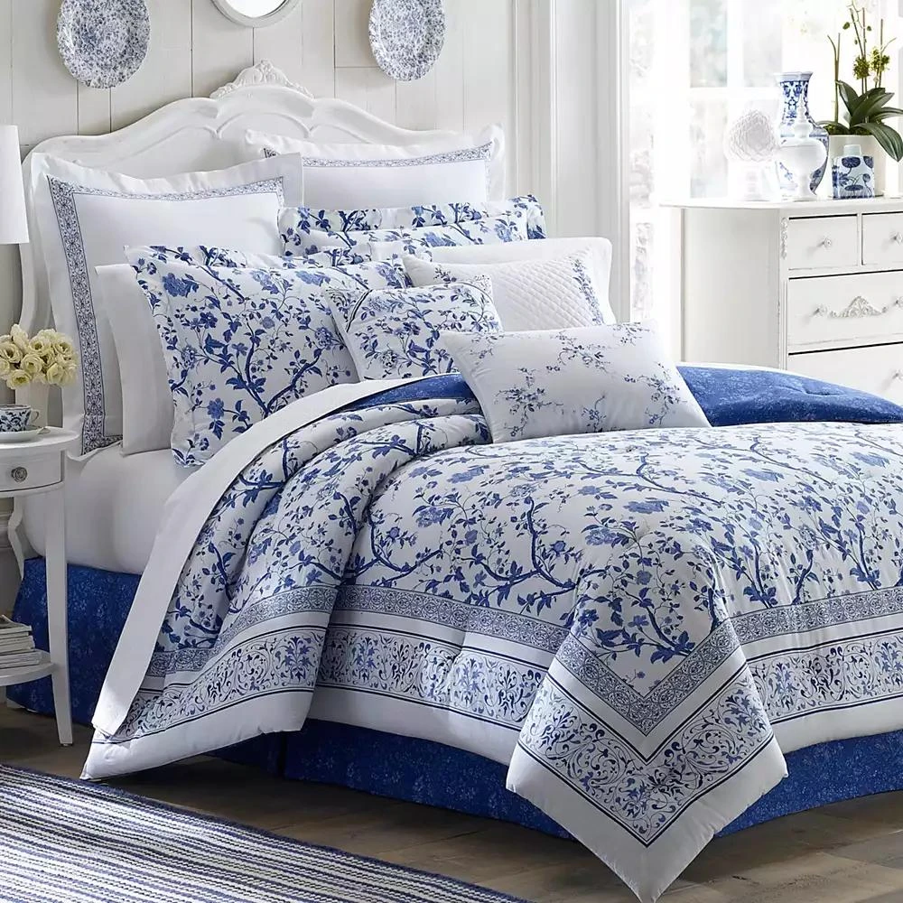 Laura Ashley Charlotte Cotton Reversible 4 Piece Comforter Set 1