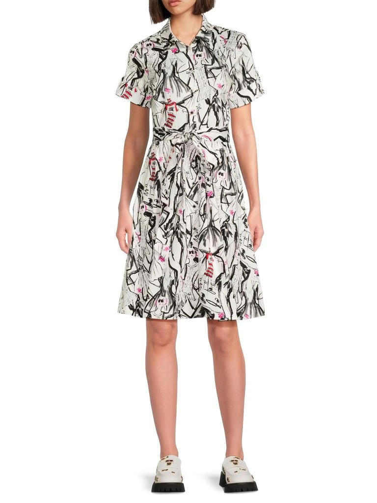 Karl Lagerfeld Paris ​Printed Belted Shirt Dress 1