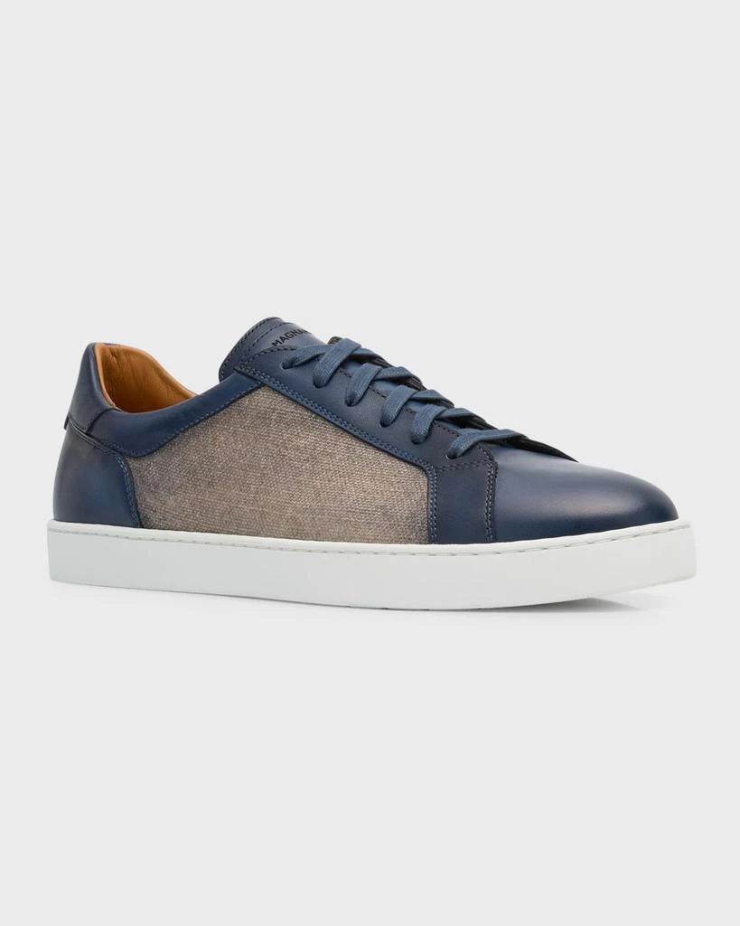 Magnanni Men's Wyland Linen and Leather Low-Top Sneakers 3