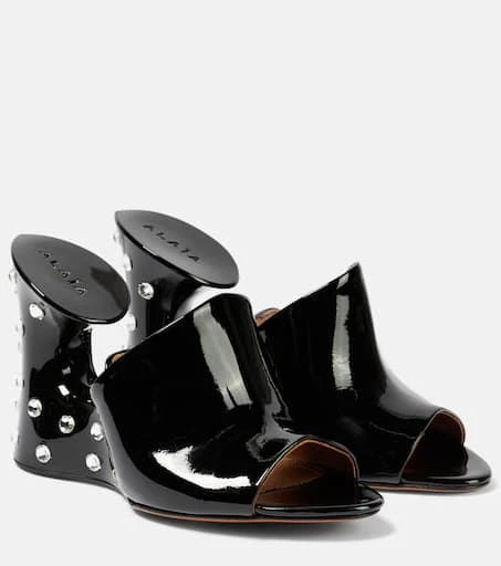 Alaïa La Sculpture embellished patent leather mules 1