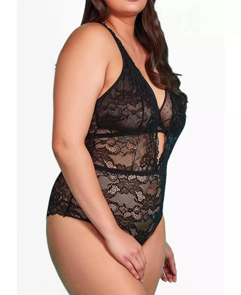 Hauty Plus Size 1 Piece Lace Lingerie Teddy with Crisscross Cup Detail 3