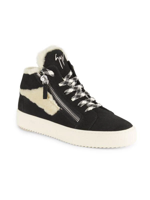 Giuseppe Zanotti Shearling & Suede Mid-Top Sneakers 2