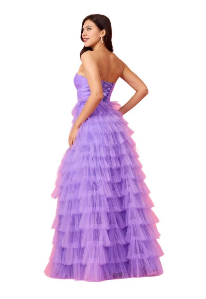 TRUEDAMES Strapless Ruffled Skirt Prom Dress Ball Gown 4