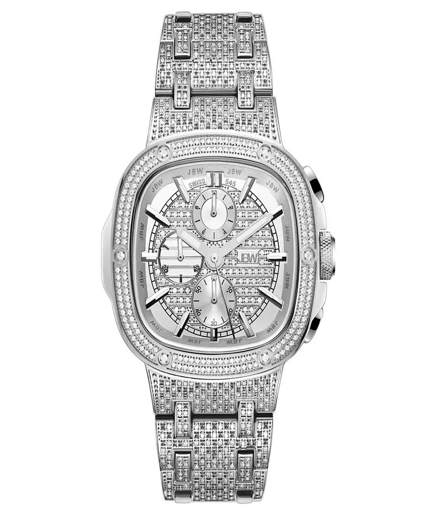 Jbw Men's Heist Platinum Series Diamond Silver-Tone Stainless Steel Watch, 47.5mm