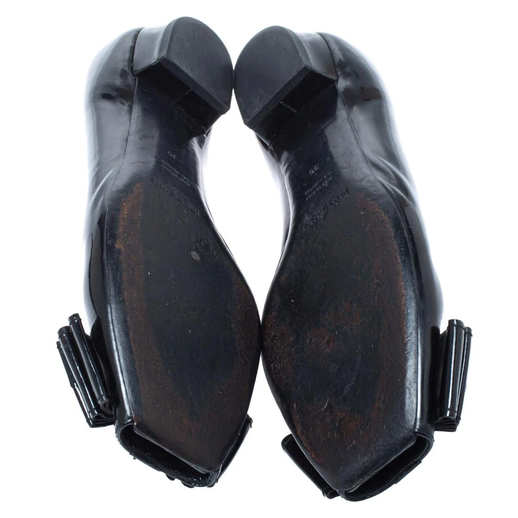 Yves Saint Laurent Yves Saint Laurent Black Patent Leather Bow Peep Toe Ballet Flat Size 35 6
