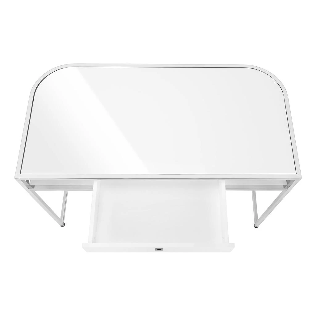 Hivvago 47" White and Silver Wood and Metal Sled Computer Desk 5