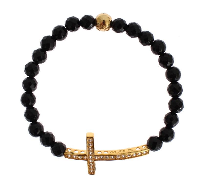 Nialaya Plated Sterling Bracelet with CZ Diamond Women's Cross