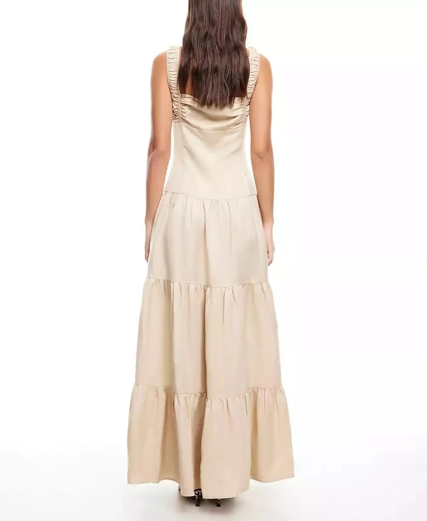 knee length dresses for ladies Darling Color Mix Taffeta Asymmetric Heart Detail Maxi Dress – kalisa main image 0