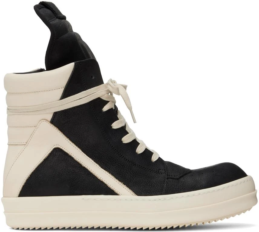 Rick Owens Black & Off-White Geobasket Sneakers 1