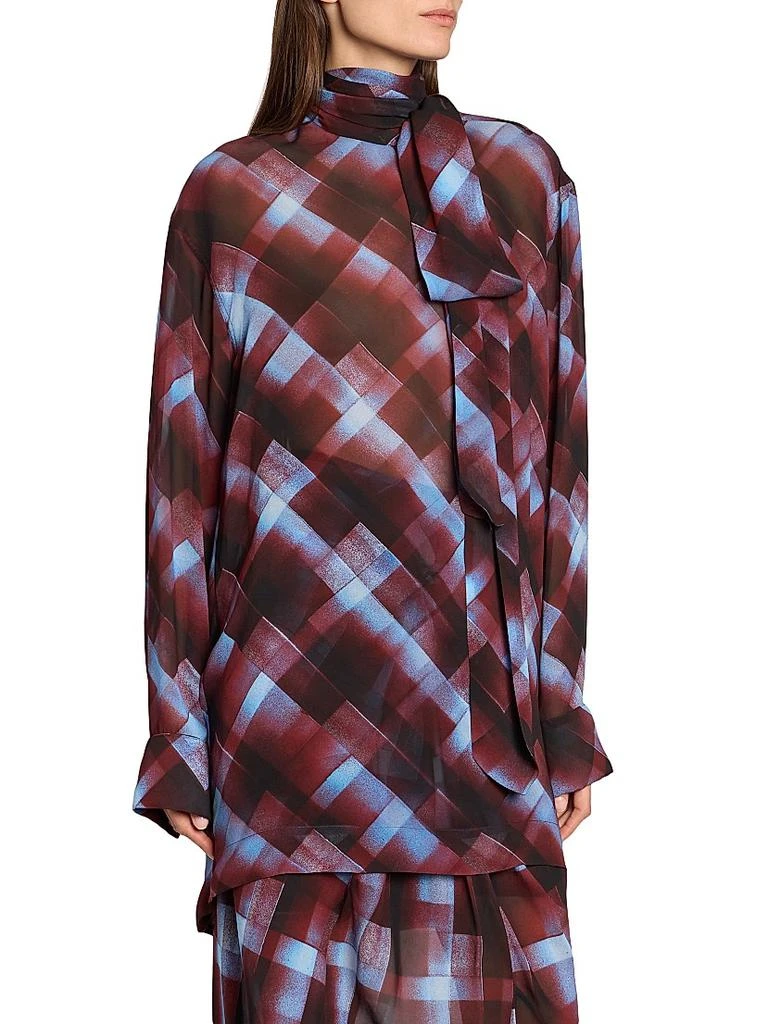 Dries Van Noten Chaddy Check Scarf Blouse 4