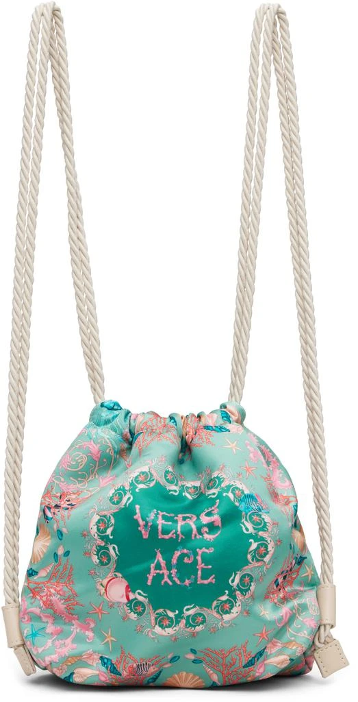 Versace Kids Green Underwater Barocco Bucket Backpack