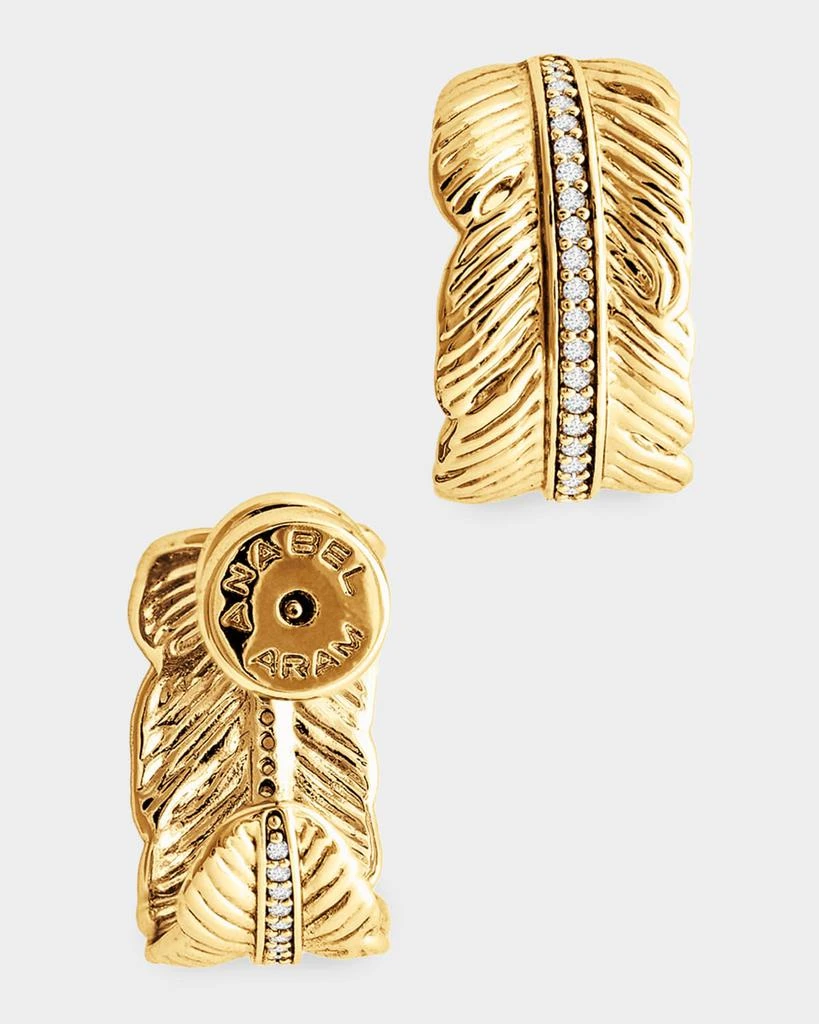 Anabel Aram Jewelry Feather Small Pave Hoop Earrings 3