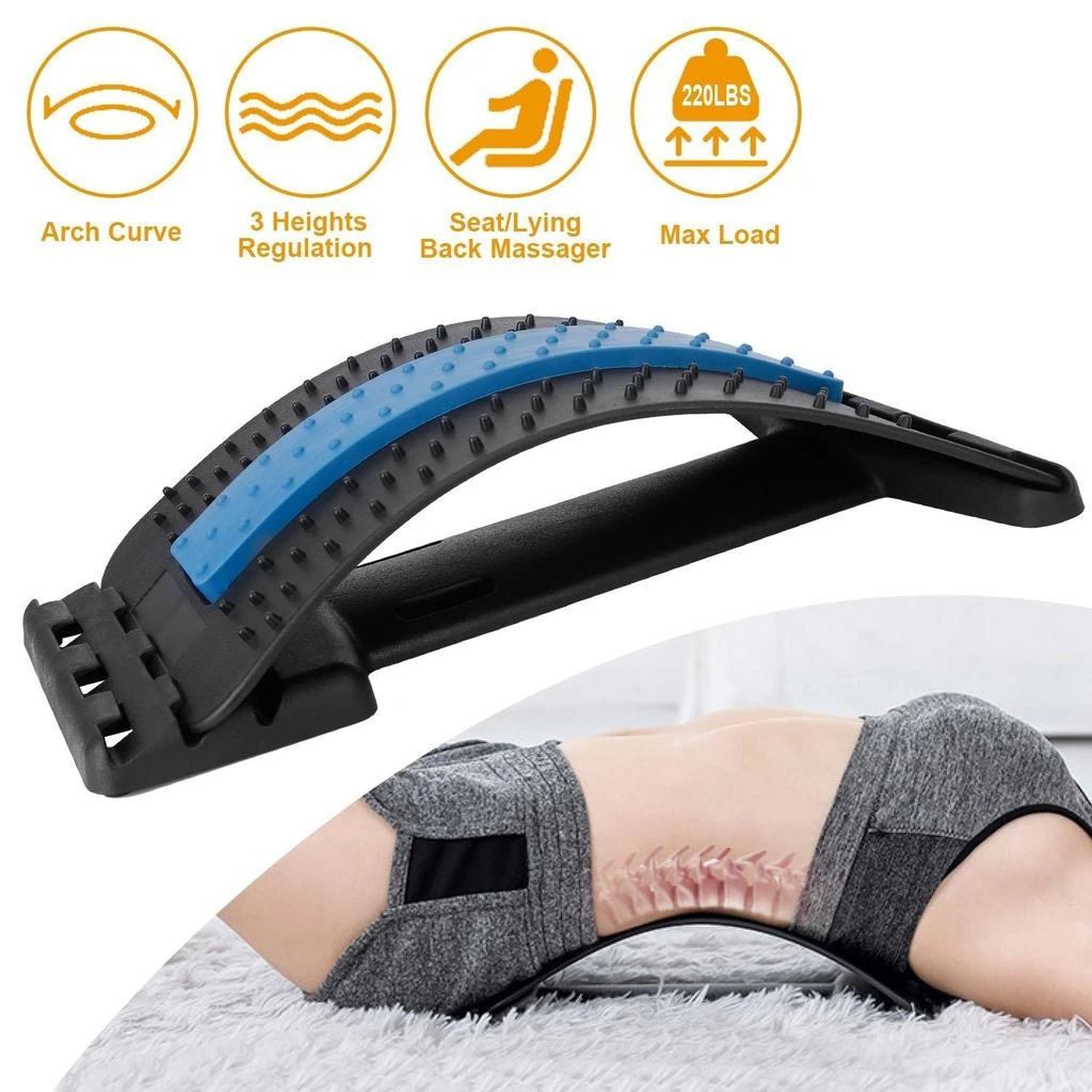 ERUULE Back Massage Stretching Device Multi-Level Lumbar Spinal Support Stretcher Herniated Disc Upper Lower Back Pain Relief