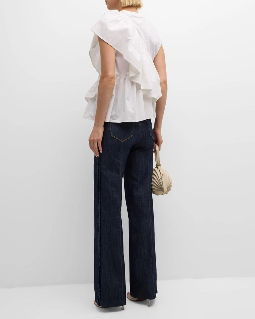 Cinq a Sept Micki Asymmetric Ruffle Sleeveless Cotton Top 4