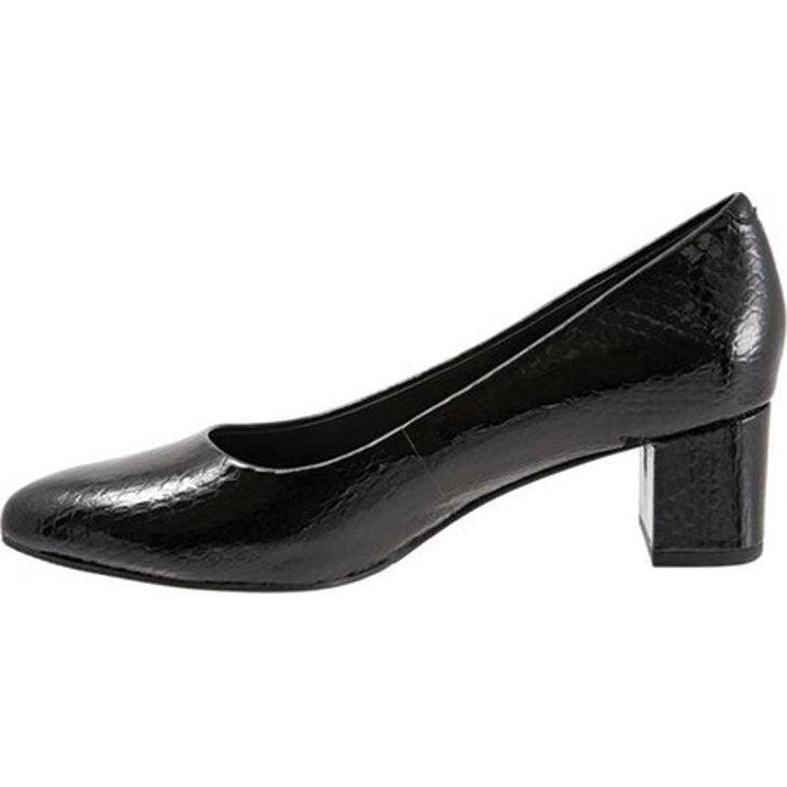 Trotters Kari Pump Womens 8.5 Black Nappa Leather Pointed Toe Block Heel ZPO3212