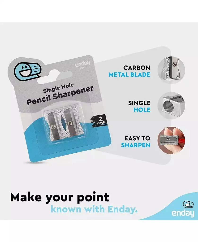 Enday Pencil Sharpener Single Hole Manual, Small Handheld Colored Pencil Sharpener Metal, School Sharpener for Kids
Adults, Makeup Eyebrow Lip Pencil Sharpener (2 PC) –by Enday 3
