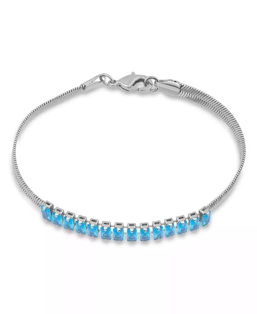 Macy
s Herringbone 5 ct. t.w Blue Cubic Zirconia Baguette Stones on Herringbone Chain Tennis Bracelet, Created for Macy
s 2