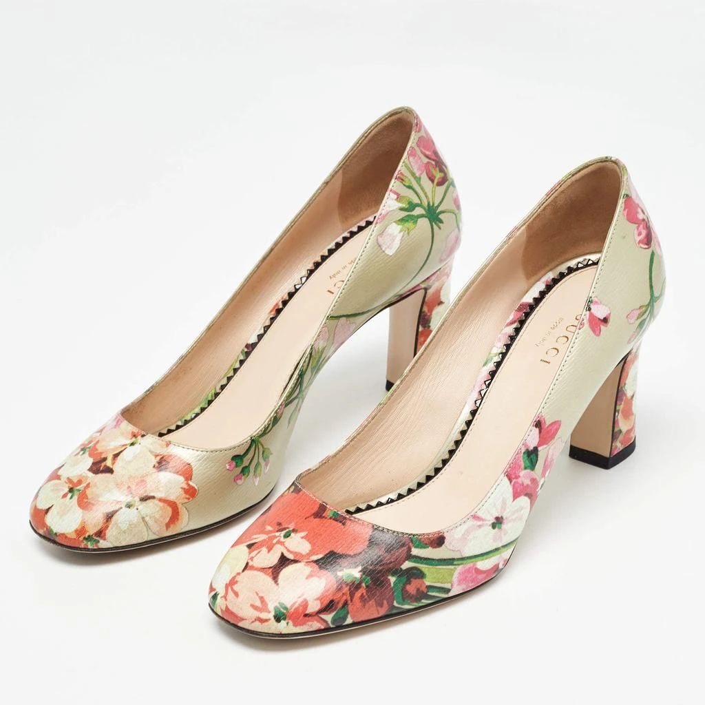 Gucci Gucci Multicolor Leather Bloom Print Round Toe Pumps Size 36 2