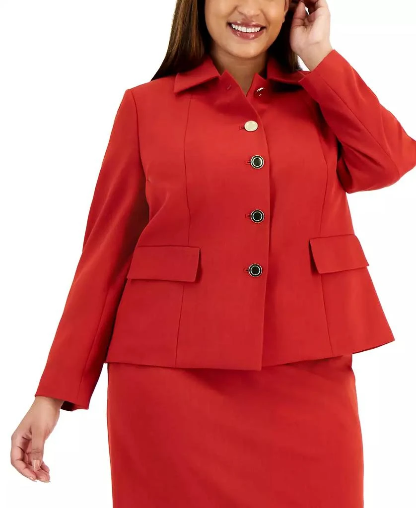 Le Suit Plus Size Crepe Wing-Collar Jacket & Slim Skirt Suit 4