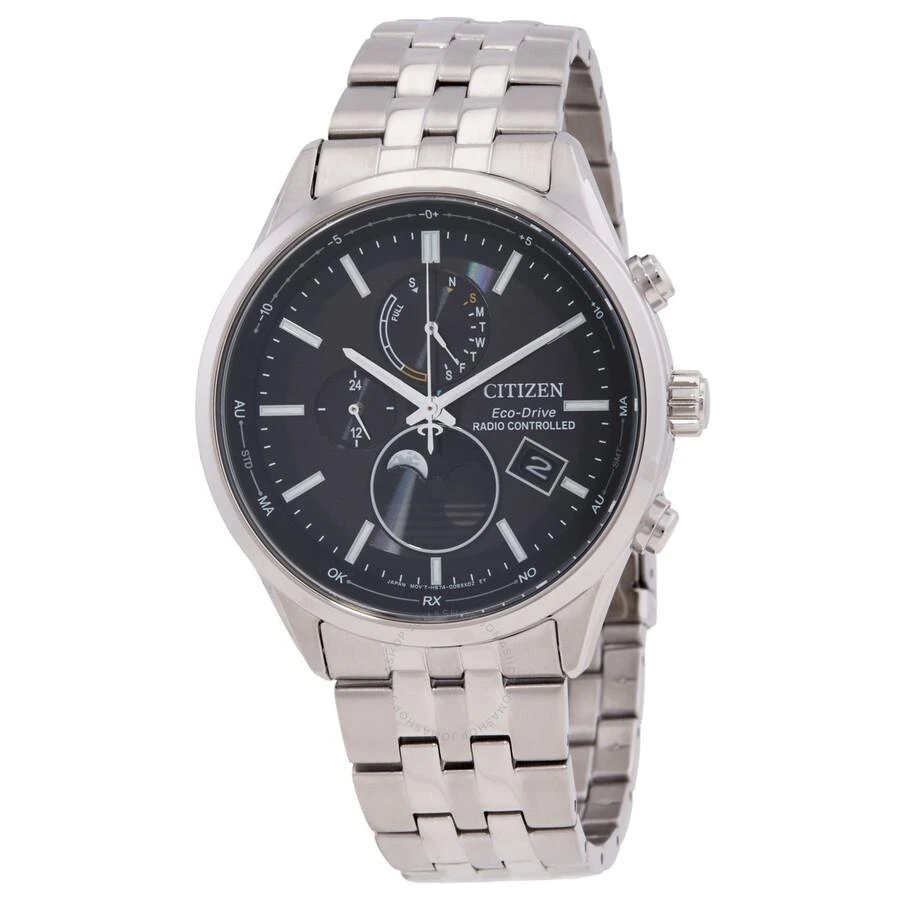 Citizen Eco-Drive Radio-Controlled Moon Phase Black Dial Men's Watch BY1030-50E 1