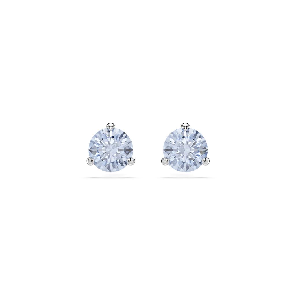 Swarovski Solitaire stud earrings round cut blue rhodium plated