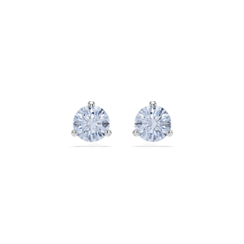 Swarovski Solitaire stud earrings round cut blue rhodium plated 1