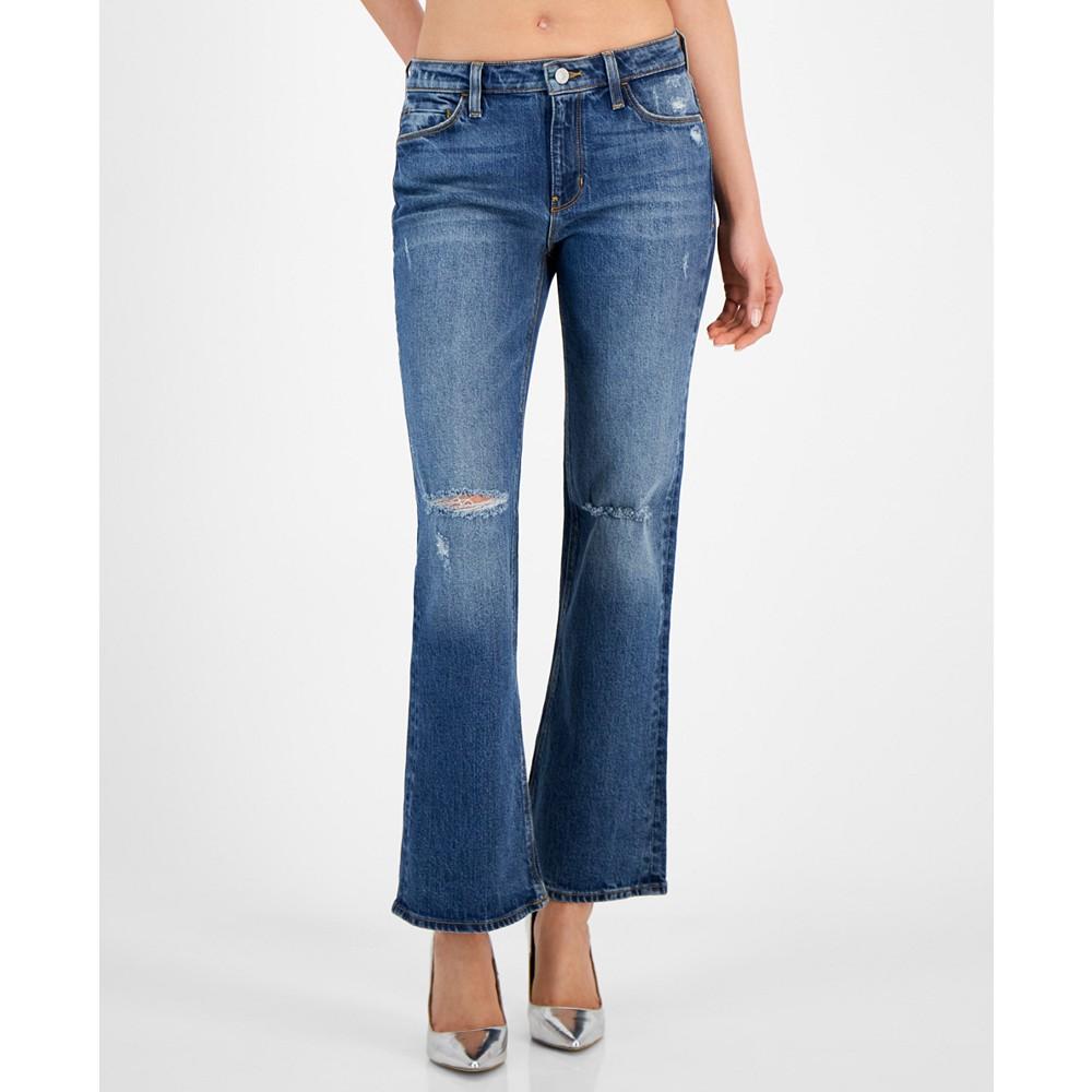 GUESS Women's Distressed Faded Bootcut Jeans