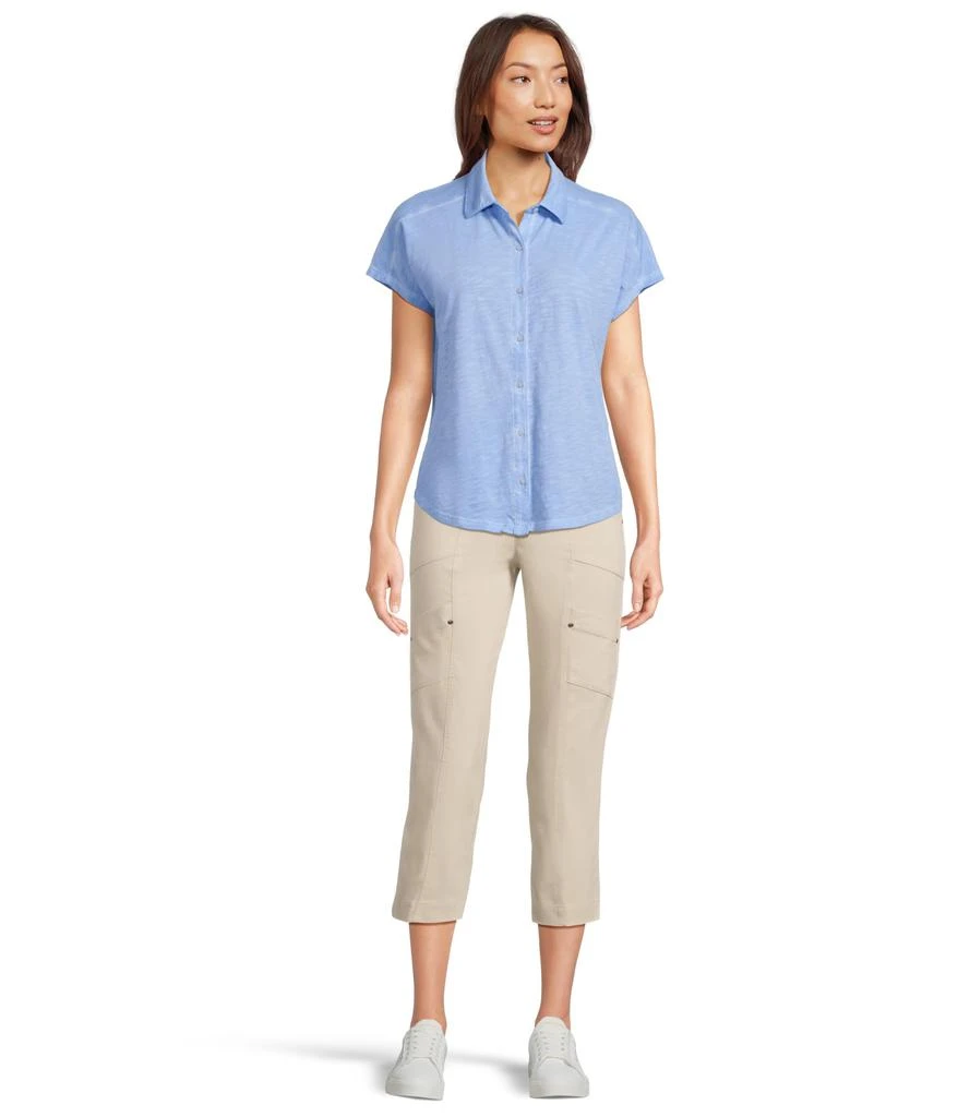 Elliott Lauren Enzyme Wash Jersey - Short Sleeve Button Front Tee with Collar 5