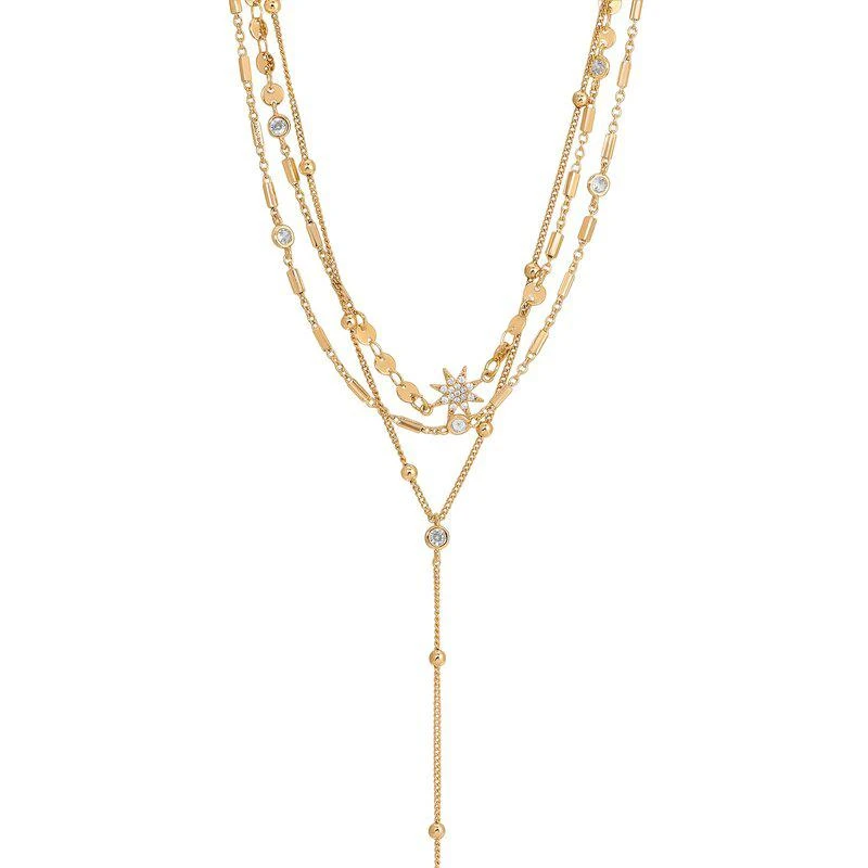 Ettika Jewelry Forever Star Fall 18k Gold Plated Multi-Chain Choker 1