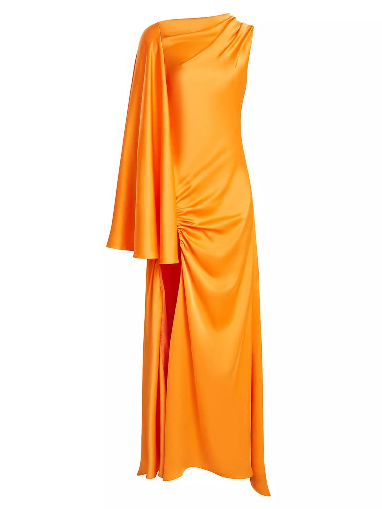 Halston Keiana One-Shoulder Satin Gown