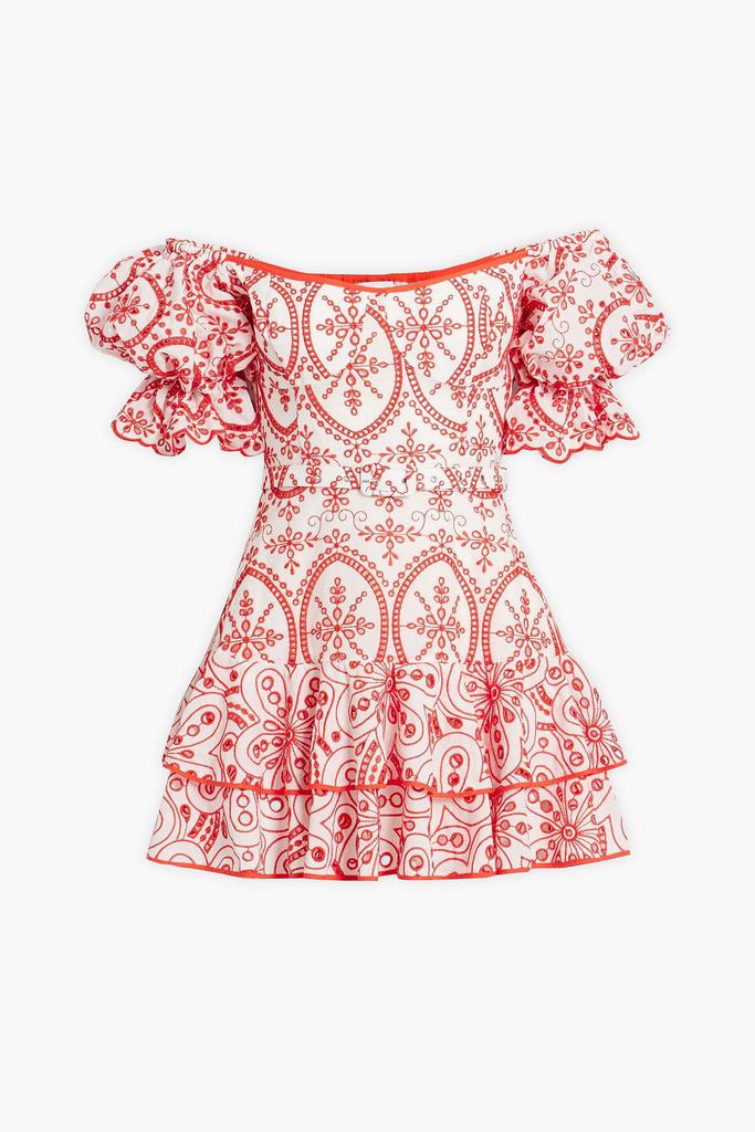 Charo Ruiz Ibiza Jean belted broderie anglaise cotton-blend mini dress