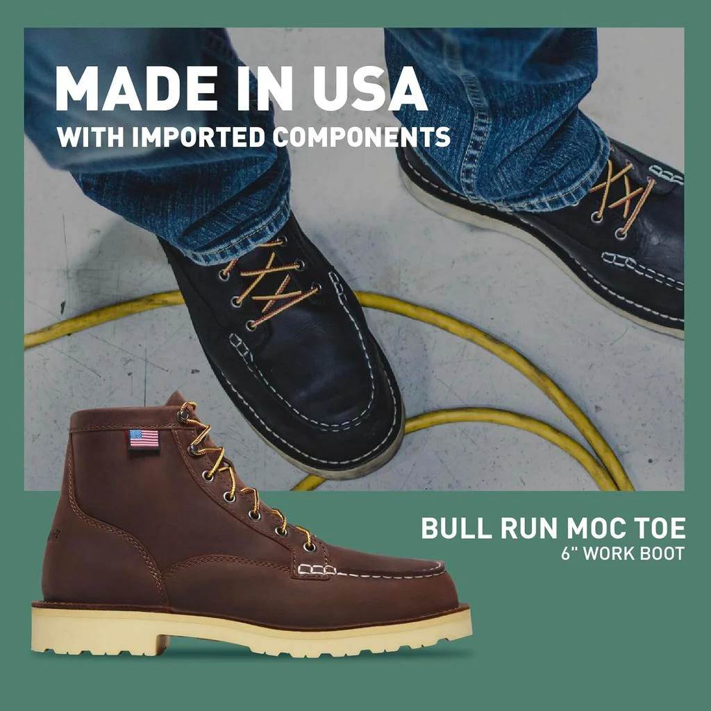 Danner Danner 6” Bull Run Moc Toe Work Boots for Men - Oiled Full-Grain Leather Upper with Non Slip Wedge Outsole and 3-Density Cushion Footbed, EH Resistant 2