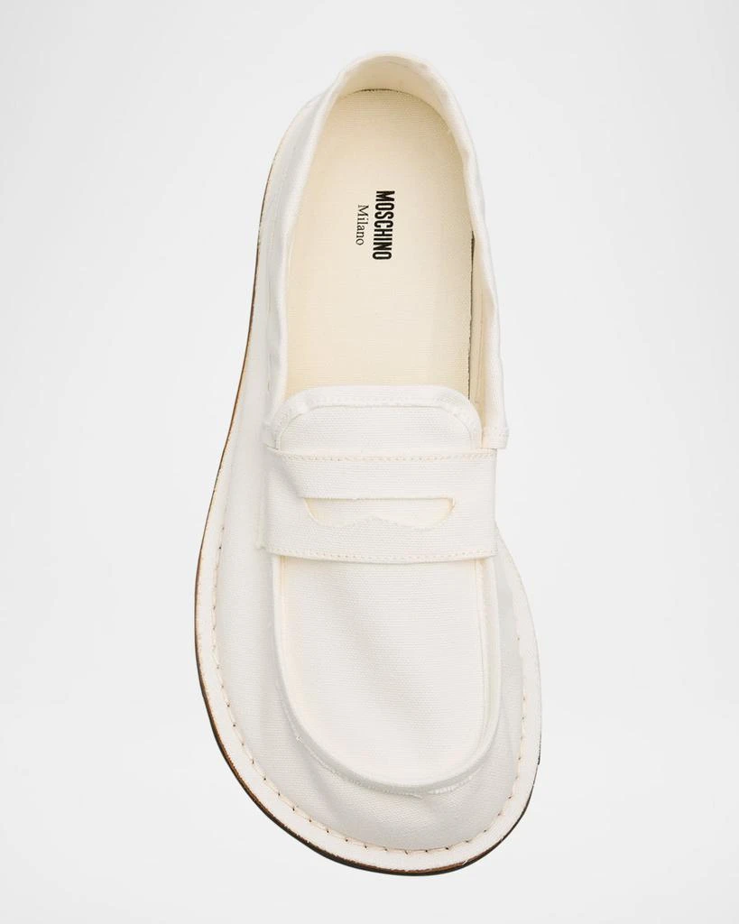 Moschino Men's Canvas Moc-Toe Penny Loafers 5