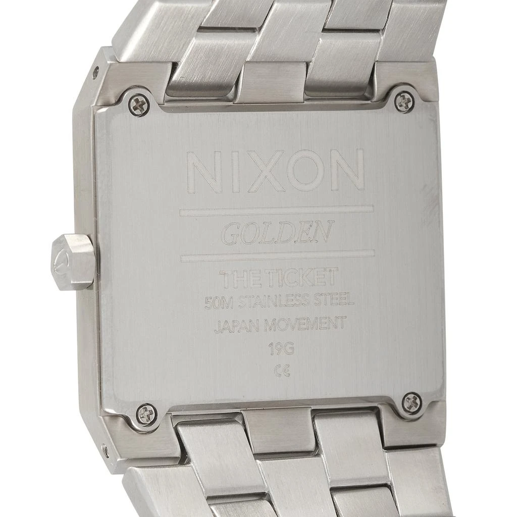 Nixon Ticket II Silver/Black 34mm Stainless Steel Watch A1262-625 2