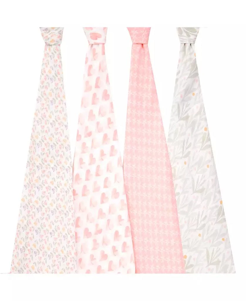 aden + anais Baby Girls Printed Swaddle Blankets, Pack of 4 3